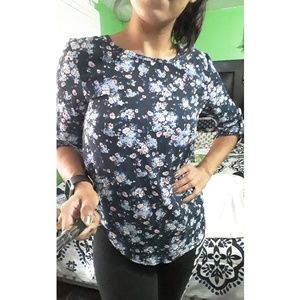 Navy blue floral top
